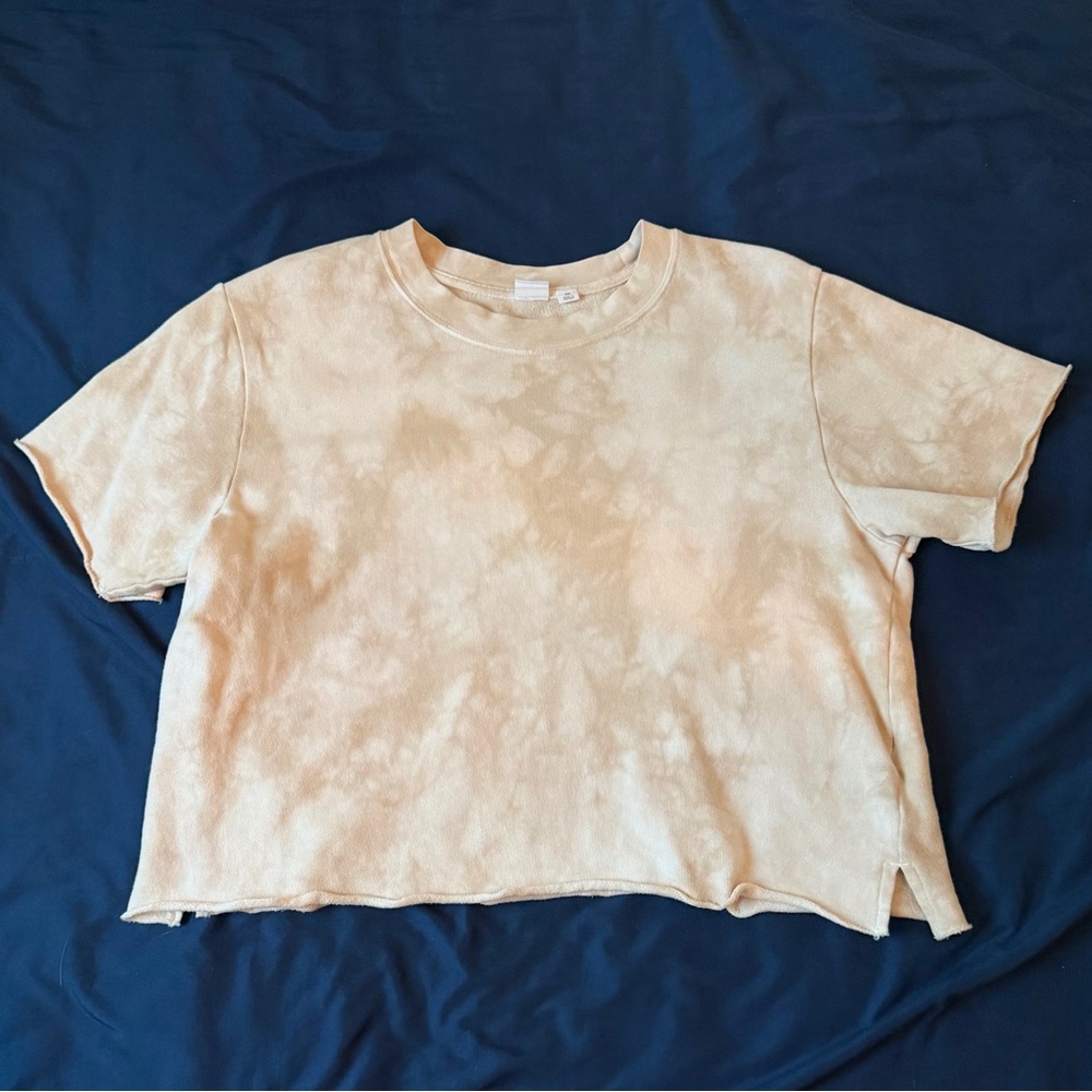GAP Oversized Beige Tie-Dye Crop Top
